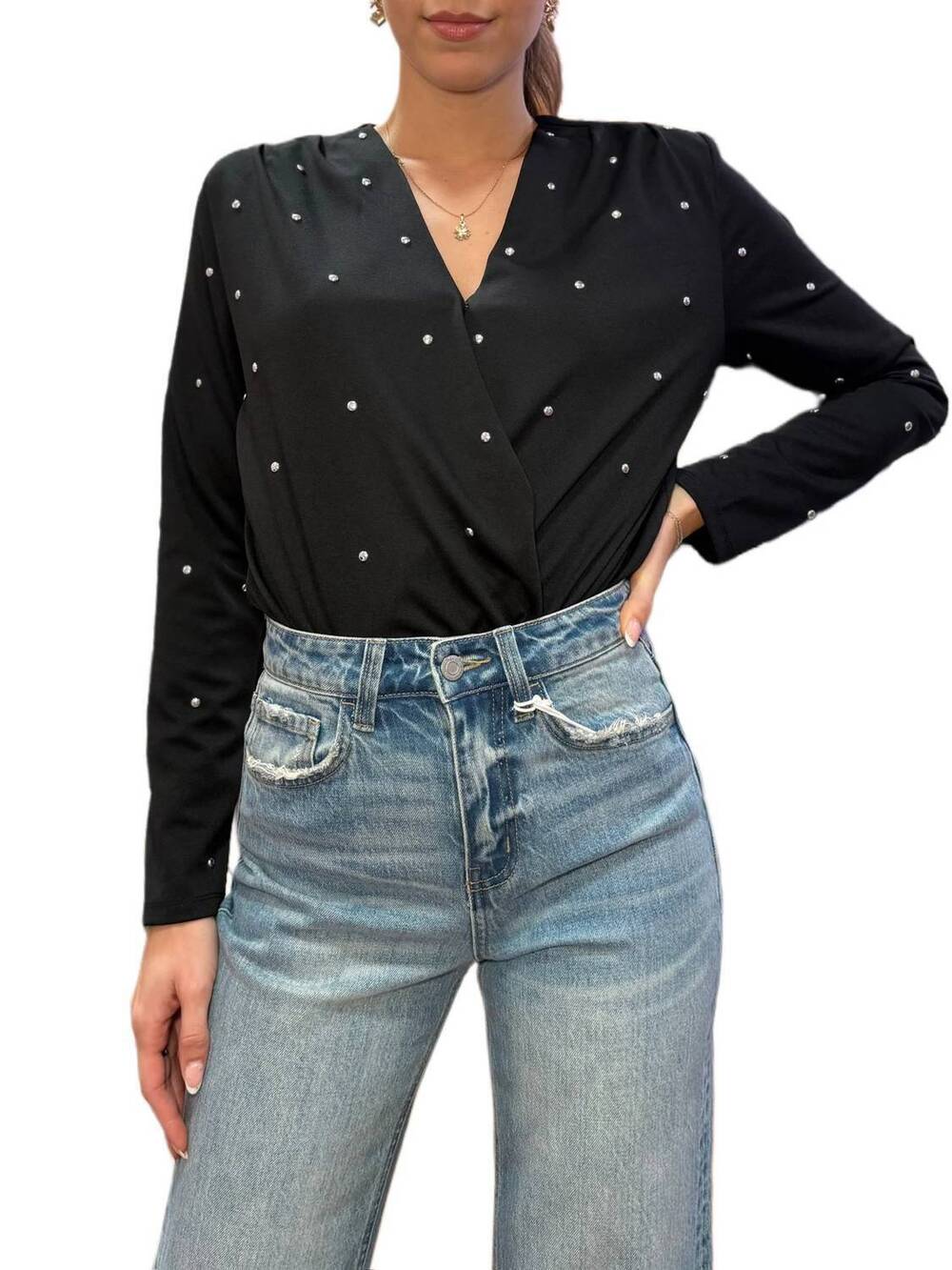 NEW ABLE women's studded body suit in black